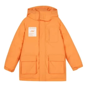 BASIC Letter Printed Woven Mittellange Daunenjacke „Orange White“