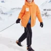 BASIC Letter Printed Woven Mittellange Daunenjacke „Orange White“