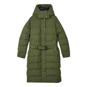 Bobs Series Lässige, gewebte Daunenjacke mit Kapuze „Grün“