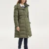 Bobs Series Lässige, gewebte Daunenjacke mit Kapuze „Grün“