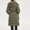 Bobs Series Lässige, gewebte Daunenjacke mit Kapuze „Grün“