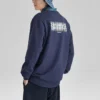 Buntes Casual-Serie-Grafik-Crew-Sweatshirt «Navy White»