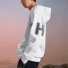 Casual-Hoodie mit Grafikprint „Weiss Schwarz“