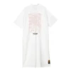 Casual-Kleid mit Logo-Print und halbem Reissverschluss „Weiss Rosa Schwarz“