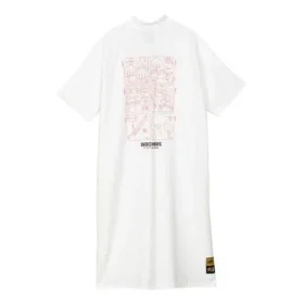 Casual-Kleid mit Logo-Print und halbem Reissverschluss „Weiss Rosa Schwarz“