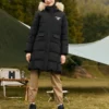 Casual Series Lange Daunenjacke „Schwarz“