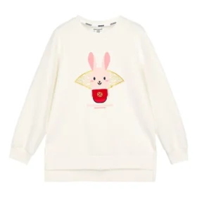 CNY-Serie Grafik-Sweatshirt mit Rundhalsausschnitt „Weiss Rot“