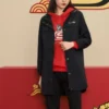 CNY-Serie Lässige lange Jacke «Schwarz-Rot»