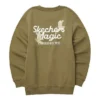 Crew-Sweater mit Aufdruck „Olivgrün-Weiss“