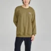 Crew-Sweater mit Aufdruck „Olivgrün-Weiss“