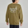 Crew-Sweater mit Aufdruck „Olivgrün-Weiss“