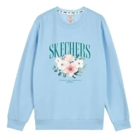 Crew-Sweatshirt mit Blumenprint „Blau-Weiss-Grau“