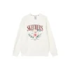 Crew-Sweatshirt mit Blumenprint „Blau-Weiss-Grau“