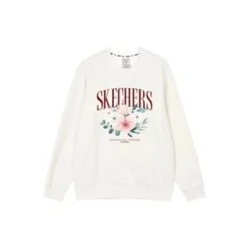 Crew-Sweatshirt mit Blumenprint „Blau-Weiss-Grau“