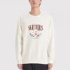 Crew-Sweatshirt mit Blumenprint „Blau-Weiss-Grau“