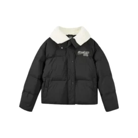 Daunenjacke mit Logo-Print „Weiss Schwarz“