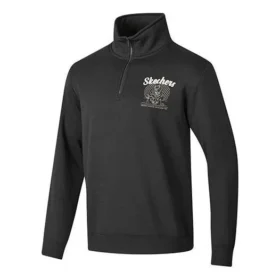 Einfacher gewebter Pullover mit halbem Reissverschluss und Rundhalsausschnitt „Schwarz-Weiss“