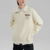 Einfacher gewebter Pullover mit halbem Reissverschluss und Rundhalsausschnitt „Schwarz-Weiss“