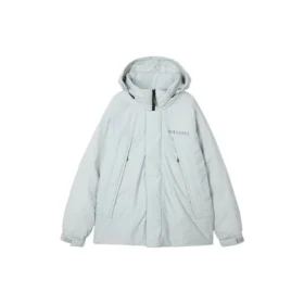 Einfarbige Daunenjacke mit Kapuze und Reissverschluss „Schwarz Grau Weiss“