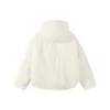 Einfarbige Daunenjacke mit verdecktem Reissverschluss, elastischem Bund und Kapuze „Pink White“
