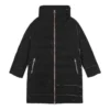 Einfarbige Stehkragen-Steppjacke mit Reissverschluss „Schwarz“