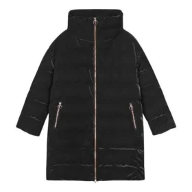 Einfarbige Stehkragen-Steppjacke mit Reissverschluss „Schwarz“