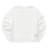 Einfarbiges, locker sitzendes Sweatshirt mit Rundhalsausschnitt „Weiss“