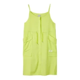 Einfarbiges, lockeres, ärmelloses Kleid mit Kordelzug in der Taille „Green“