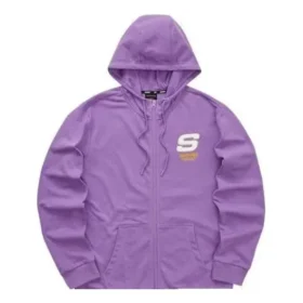 Farbenfrohe Casual-Serie: Kapuzenjacke mit Reissverschluss und Buchstabenprint «Purple White»
