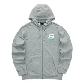 Farbenfrohe Freizeit-Serie Letter-Kapuzenjacke mit Reissverschluss «Grey White»