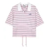 Gestreiftes Poloshirt „Pink-Weiss“