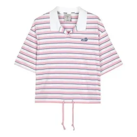 Gestreiftes Poloshirt „Pink-Weiss“