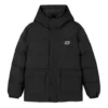 Gewebte Casual-Daunenjacke mit Kapuze „Schwarz Weiss Grün“