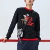 Grafik-Crew-Pullover „Schwarz-Weiss-Rot“