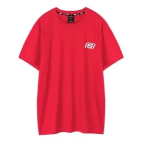 Herren Skechers Printing S Knit Kurzarm-Shirt Racing Red