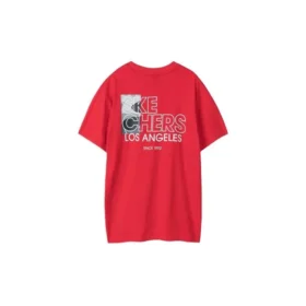 Herren Skechers Printing S Knit Kurzarm-Shirt Racing Red