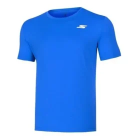 Herren Skechers Sport Trainings- und Laufsport-Strickhemd mit kurzen Ärmeln, blau