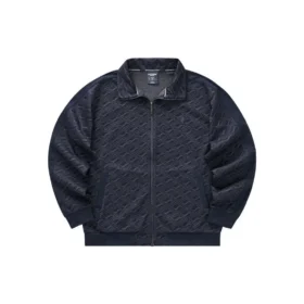 Jacke mit durchgehendem Reissverschluss, geprägtem Kragen und Allover-Print „Schwarz-Weiss“