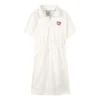 Kurzarm-Kleid mit Logo-Print und tailliertem Schnitt „Weiss Schwarz Blau“