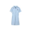 Kurzarm-Kleid mit Logo-Print und tailliertem Schnitt „Weiss Schwarz Blau“