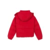 Kurze, warme Daunenjacke mit Kapuze und langen Ärmeln „Weiss Rot“