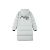 Lange Daunenjacke mit Buchstaben-Grafik „Weiss“