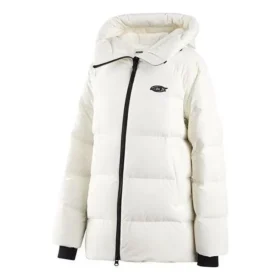 Lange Daunenjacke mit SKX-Logo-Print „Weiss Schwarz“