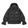 Langärmelige Daunenjacke mit Kapuze und Reissverschluss „Schwarz“