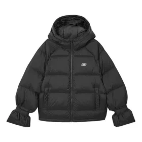 Langärmelige Daunenjacke mit Kapuze und Reissverschluss „Schwarz“