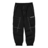 Letter Mid-Waist Woven Elastic Cuff Knit Sports Pants „Black“