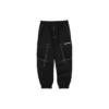 Letter Mid-Waist Woven Elastic Cuff Knit Sports Pants „Black“