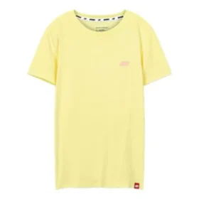 Locker sitzendes, bedrucktes Freizeit-Sport-Shirt mit kurzen Ärmeln, gelb
