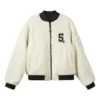 Logo-Print-Muster-Reissverschluss-Wendejacke «White Black»