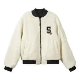 Logo-Print-Muster-Reissverschluss-Wendejacke «White Black»
